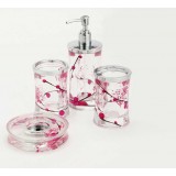 Wholesale - Gorerous Elegant Pink Plum Blossom Transparent Bath Accessory Set 4Pcs