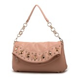 Wholesale - Stylish Rivel & Rhinestone PU Soild Color Handbag Shoulder Bag Messenger Bag