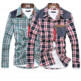 Wholesale - Fashionable Slim Peaked Lapel Plaid Shirt (1403-YJ533)