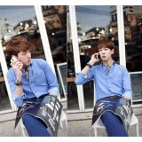 Wholesale - Fashionable Colored-Button Design Thin Long-Sleeved Shirt (1704-CY130)