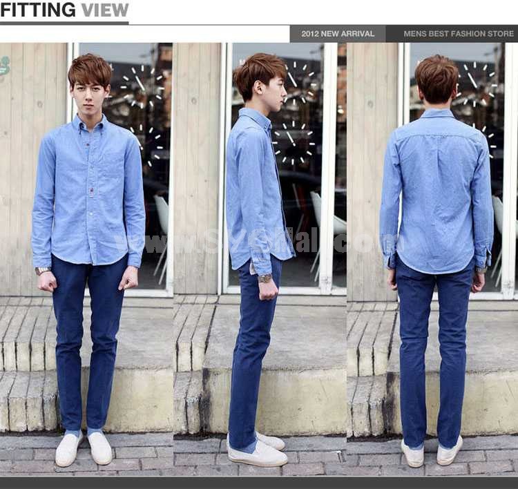Fashionable Colored-Button Design Thin Long-Sleeved Shirt (1704-CY130)