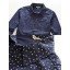 Individualized Fashionable Stars Style Deep Blue Shirt with Long Sleeves (1704-CY69)