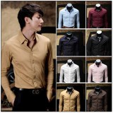 Wholesale - Button-Hiding Design Slim Pure Color Shirt with Long Sleeves (209-6412)