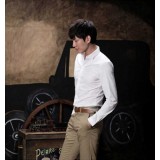 Wholesale - High-Density Cotton Ironing-Free Pure Color Slim Shirt with Long Sleeves (209-6356)