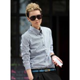 Wholesale - Strips Pattern Simple Long-Sleeved Shirt (1305-M021)