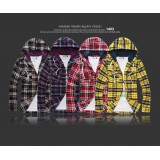 Wholesale - Hooded Slim Checked Shirt with Long Sleeves for Spring/Autumn