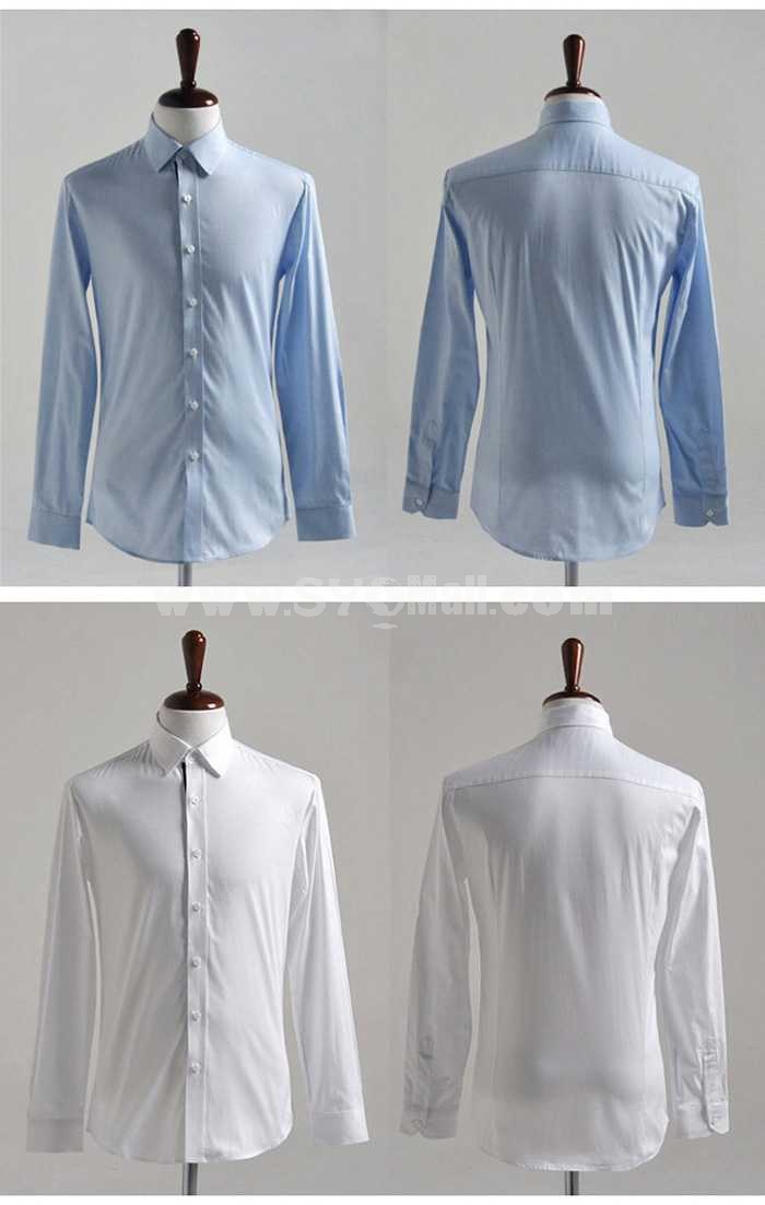 Fashionable Slim Long-Sleeved Shirt with Colored Blouse Front (9-1001-Y143)