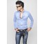 Business Casual Slim Long-Sleeved Shirt with Colored Blouse Front (9-1414-050)