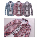 Wholesale - Fashionable Leisure Checked Shirt with Long Sleeves