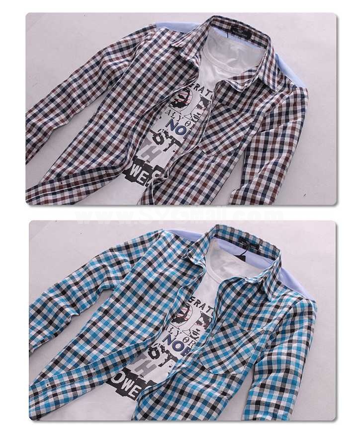 Fashionable Leisure Checked Shirt with Long Sleeves