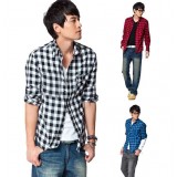 Wholesale - Fashionable Leisure Checked Shirt with Long Sleeves (3-1310-WF12)