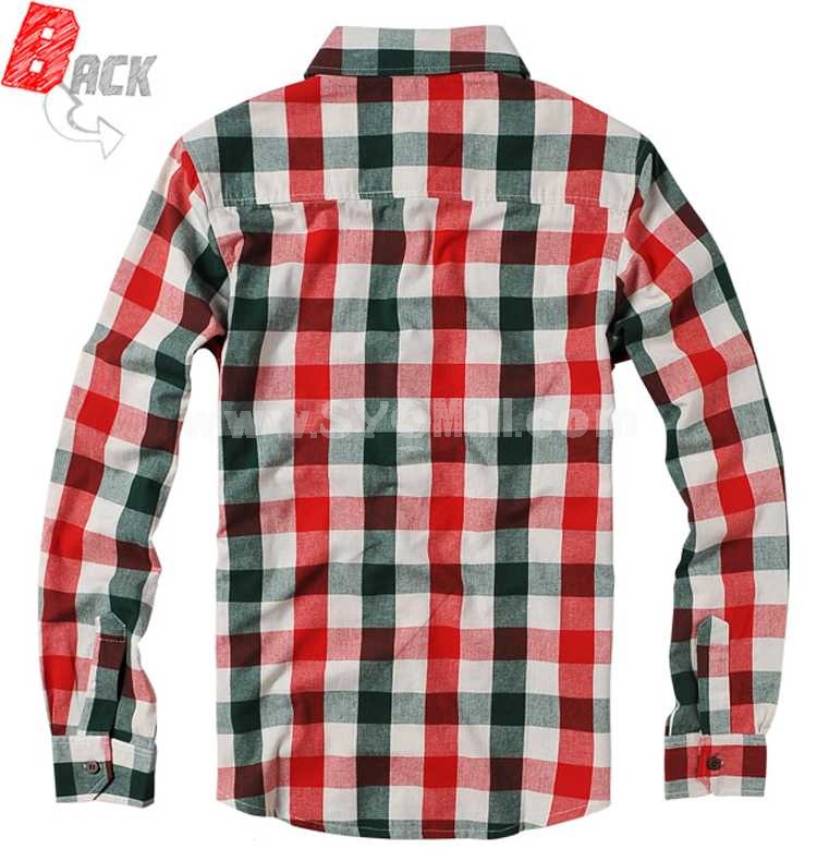 Fashionable Leisure Checked Shirt with Long Sleeves (3-917-B15)