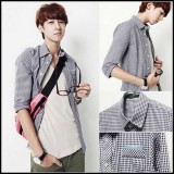 Wholesale - Fashionable Thin Grid Lines Shirt with Long Sleeves (1-303-CS01)