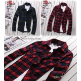 Wholesale - Trendy Man's Classical Casual Checked Shirt with Long Sleeves (1-303-C69)