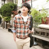 Wholesale - Fashionable Mid-length Checked Shirt with Long Sleeves (8-717-0093)