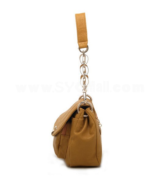 Modern Style Metal Button Shoulder Bag