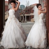 Wholesale - A-line Strapless Paillette Floor-length Organza Wedding Dress