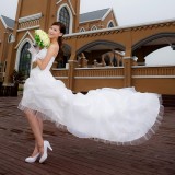 Wholesale - A-line Strapless Empire Asymetrical Organza Wedding Dress