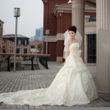 Wholesale - A-line Strapless Flora Sweep Satin Wedding Dress