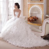Wholesale - A-line Beading Strapless Empire Chapel Train Tulle Wedding Dress