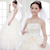Wholesale - Ball Grown Beading Strapless Empire Floor-length Organza Wedding Dress
