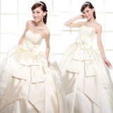 Wholesale - Ball Grown Beading Strapless Empire Floor-length Satin Wedding Dress