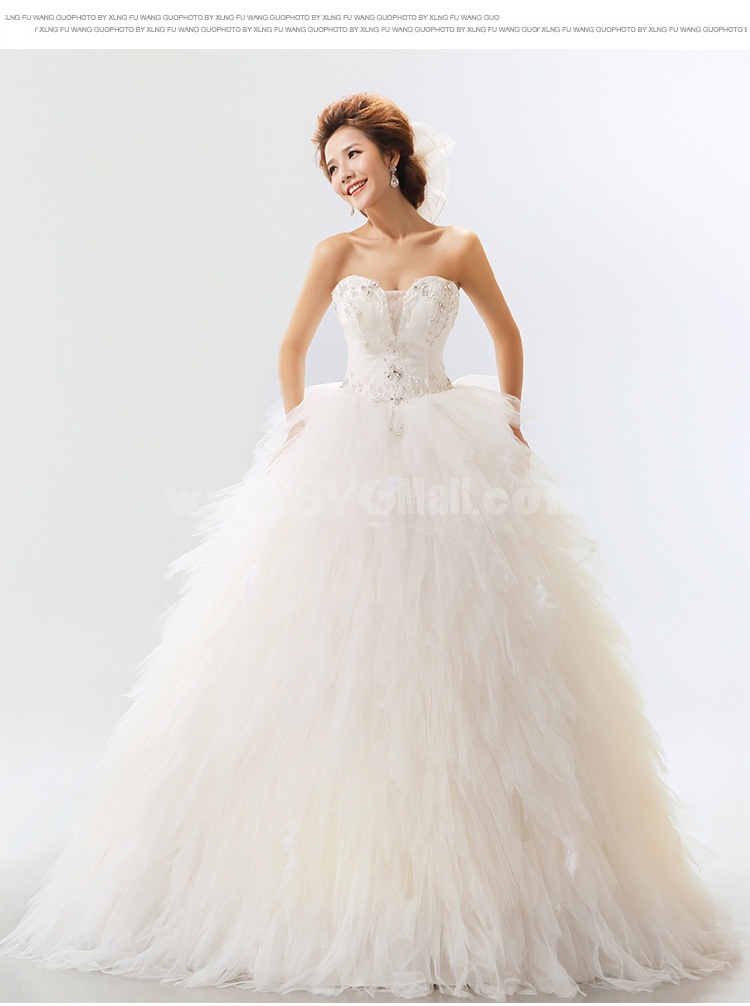 A-line Strapless Empire Paillette Floor-length Organza Wedding Dress