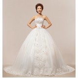 Wholesale - A-line Strapless Paillette Chapel Train Lace Wedding Dress