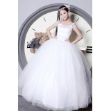 Wholesale - A-line/Ball Gown Halter Tulle Lace-up Wedding Dress