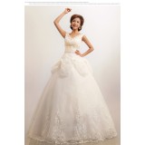 Wholesale - V-neck Paillette Tulle Lace-up Empire Wedding Dress