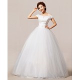 Wholesale - A-line/Ball Gown Tulle Off-the-shoulder Zipper Wedding Dress