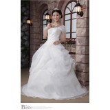 Wholesale - A-line/Ball Gown Off-the-shoulder Embroidery Organiza Lace-up Wedding Dress
