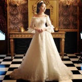 Wholesale - A-line Off-the-shoulder Paillette Empire Lace-up Wedding Dress