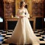 A-line Off-the-shoulder Paillette Empire Lace-up Wedding Dress
