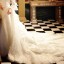 A-line Off-the-shoulder Paillette Empire Lace-up Wedding Dress