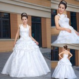 Wholesale - Halter A-line/Ball Gown Flora Satin Zipper Lace-up Wedding Dress