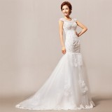 Wholesale - Mermaid Off-the-shoulder Paillette Lace Zipper Lace-up Wedding Dress