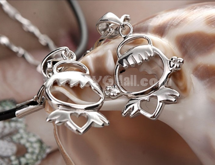 Cute Boy and Girl Shaped Lovers' Cupronickel Pendent