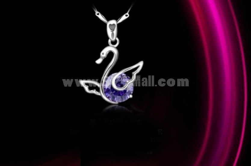 "Blue Diamond Swan" Sterling Silver Pendent