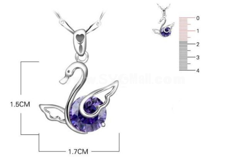"Blue Diamond Swan" Sterling Silver Pendent