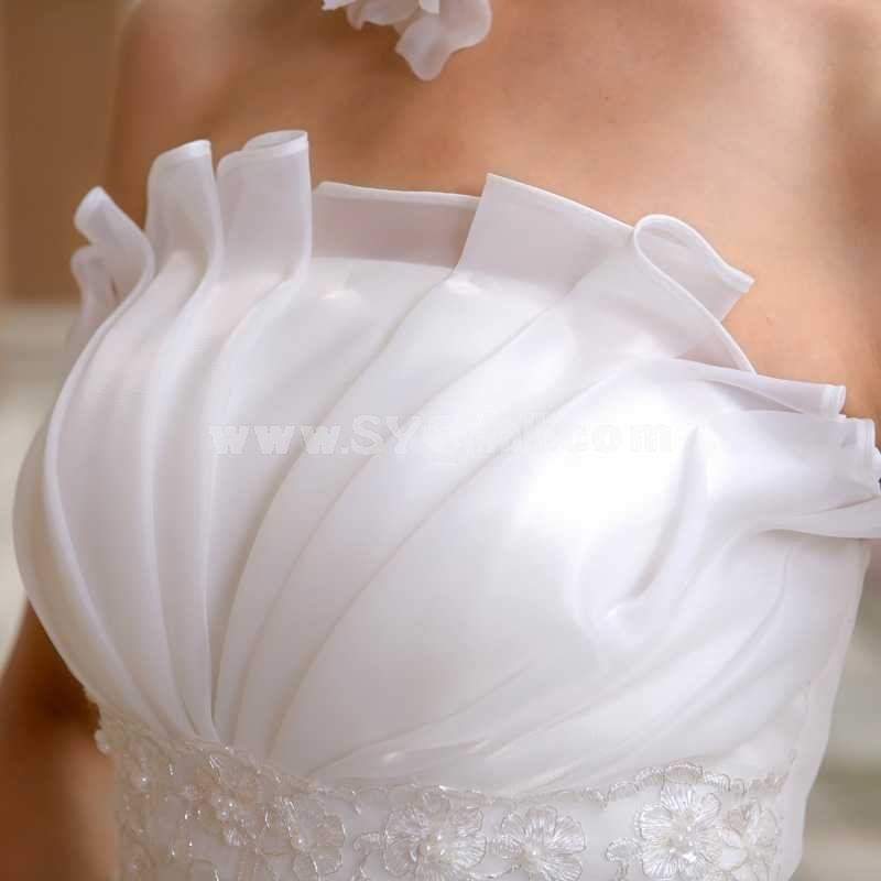Strapless Short/Mini Chiffon Satin Zipper Empire Wedding Dress LF05
