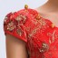 Mandarin Collar Short Sleeve Knee-length Short Embroidery Cheongsam / Chinese Dress 