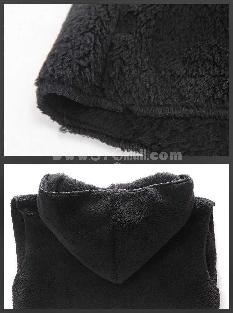 Unique One-Button Design Hooded Woolen Vest (1704-CY127)