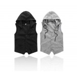 Wholesale - Trendy All-Match Hooded Pure-Color Vest (702-153)