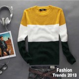 Wholesale - Fashionable Tricolor Stitching Design Slim Knitwear (1504-DT82)