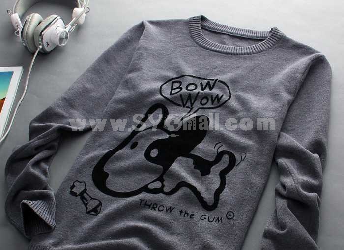 Fashionable Casual Lovely Snoopy Pattern Round-Neck Knitwear (1504-DT50)
