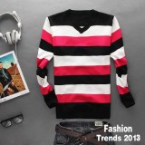 Wholesale - Fashionable Casual Stripes Style V-Neck Long-Sleeved Knitwear (1504-DT5)