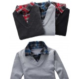 Wholesale - Fashionable Casual Pure Color Sweater with Faux Shirt (1115-M21)