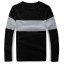 Trendy Casual Bicolor Slim Round-Neck Sweater (1402-H016)
