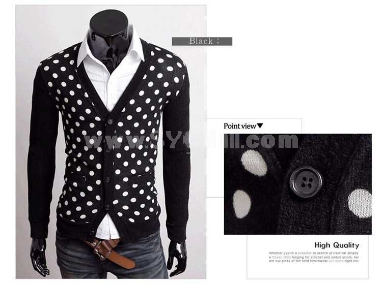 Trendy Dots Style V-Neck Cardigan (1414-8004)